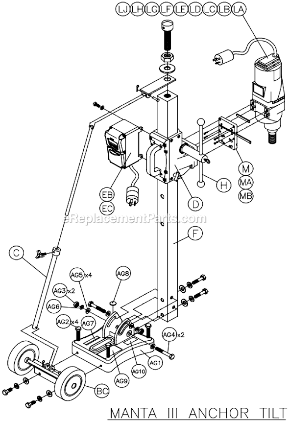 Page C Diagram and Parts List for MANTAIII  MK Diamond Electric Drill